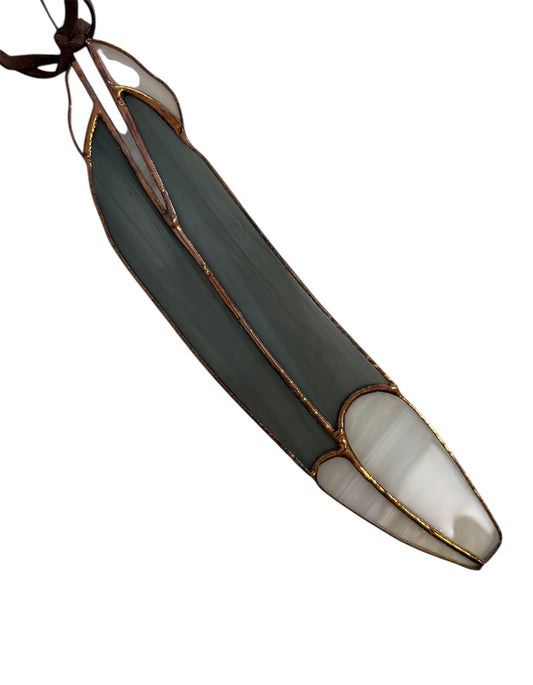 Stained Glass Mockingbird Feather