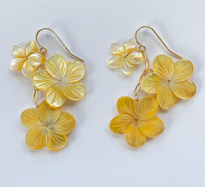 Lei Golden Plumeria Chandelier Earring