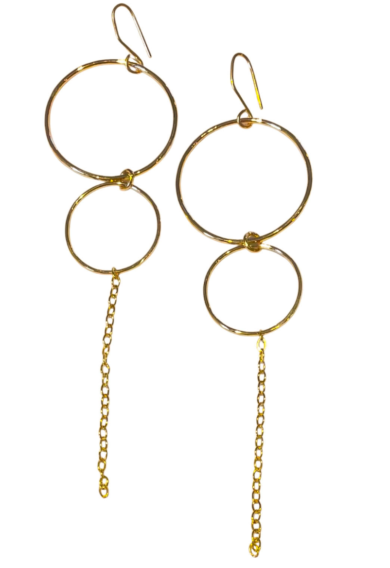 Double Hoop + Chain Earring