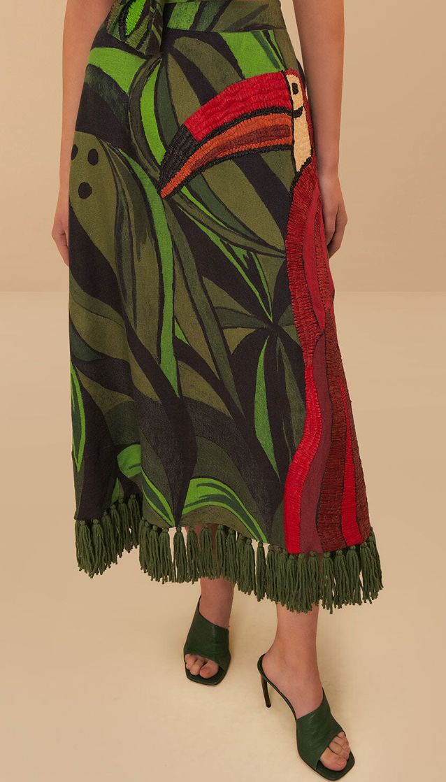 Toucan Embroidered Skirt