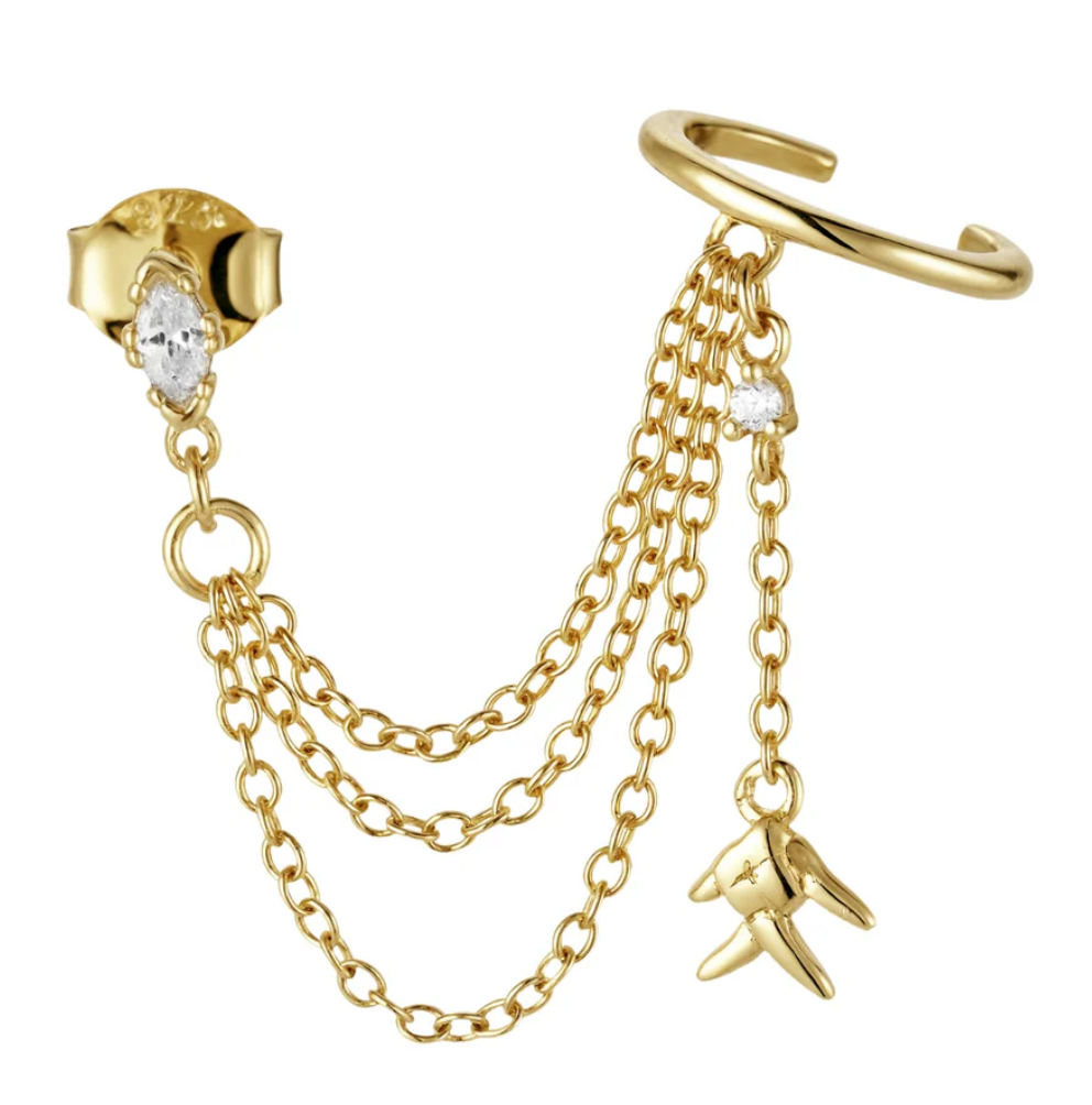 Fish Stud + Cuff Earring