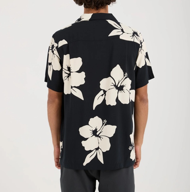 Aloha Shirt Black Hibiscus