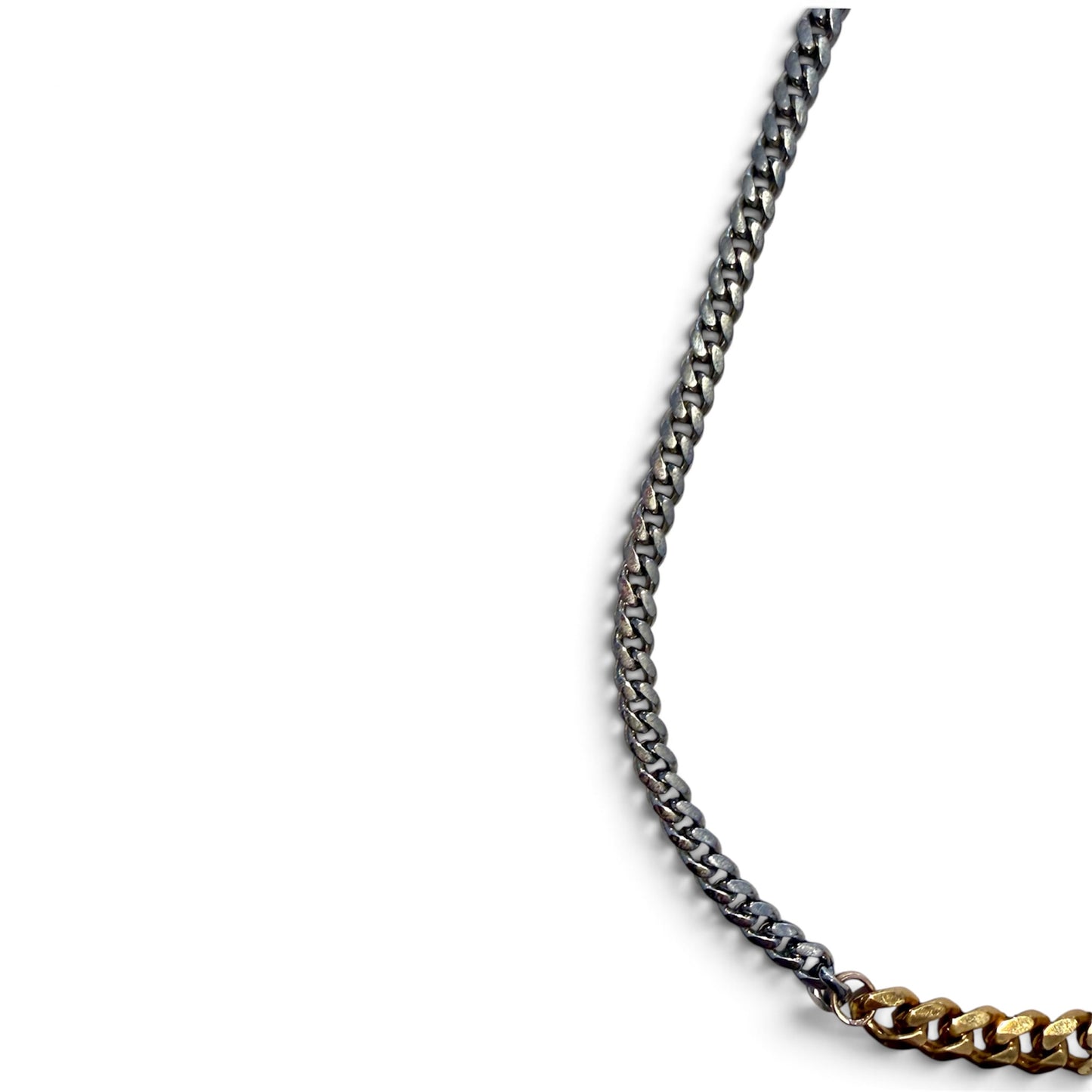 Rodium Chain with Gold Curb Chain