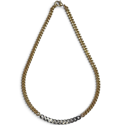 Gold Curb Chain with Silver Patina Chain
