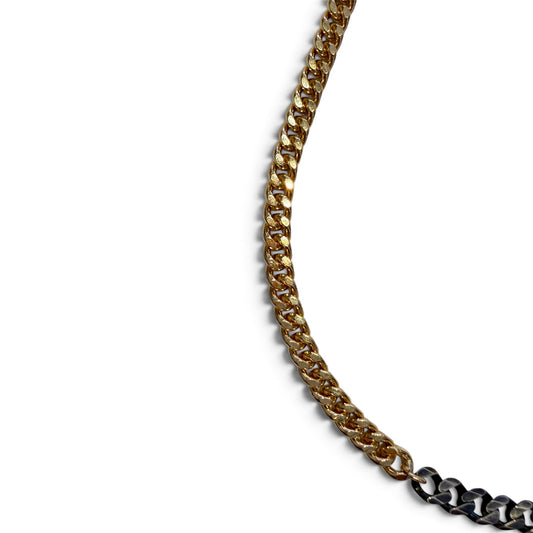 Gold Curb Chain with Silver Patina Chain