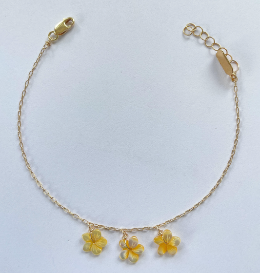 Lei Triple Dancing Plumeria Bracelet