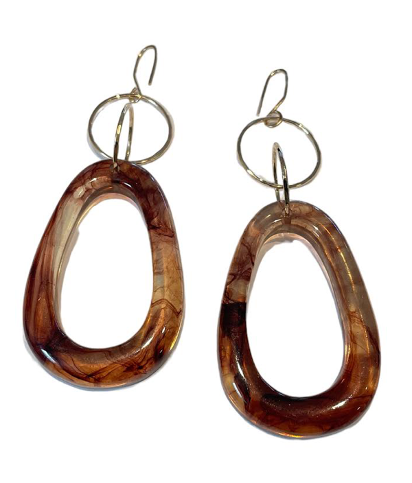 Hoop & Natural Horn Earrings