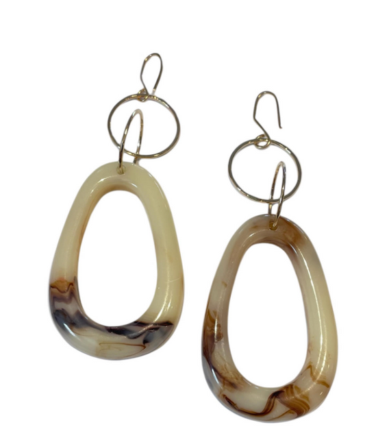 Hoop & Natural Horn Earrings