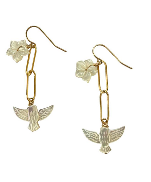 Dreambird + Hibiscus Link Earrings