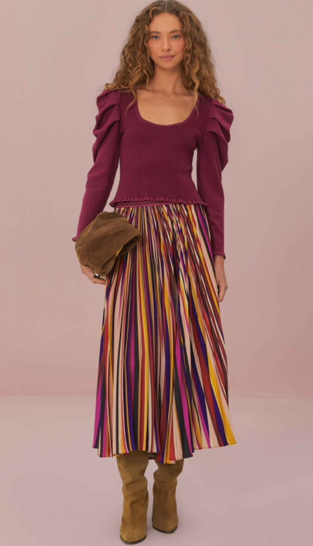 Multicolor Pleated Skirt