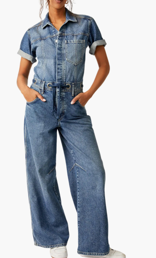 Wide Leg Denim Jumpsuit