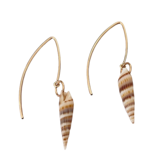 Vintage Cone Shell Deco Hoop Earrings