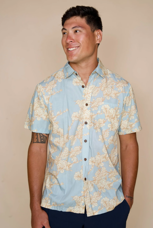 Naupaka Blue Aloha Shirt