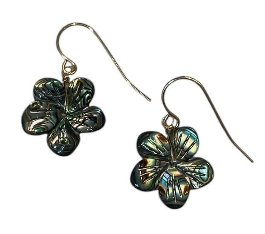 Lei Abalone Plumeria Earrings