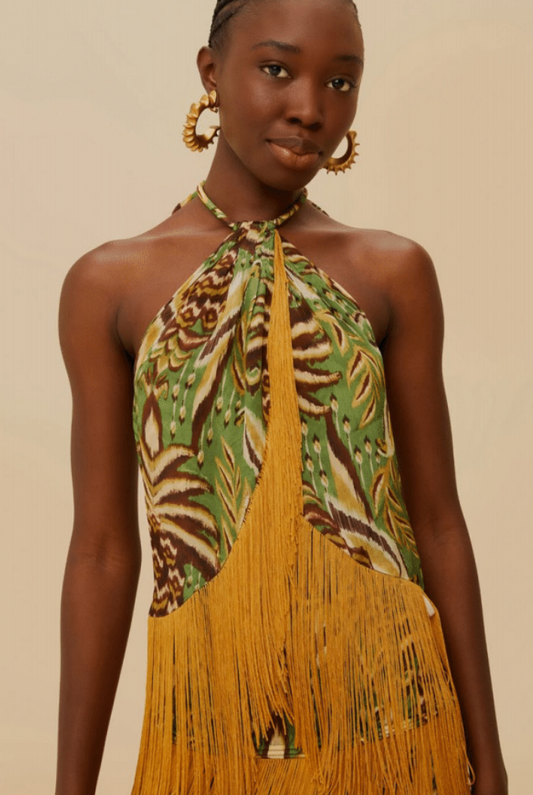 Pineapple Tapestry Fringe Top
