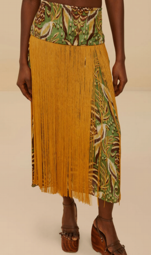 Pineapple Tapestry Fringe Skirt