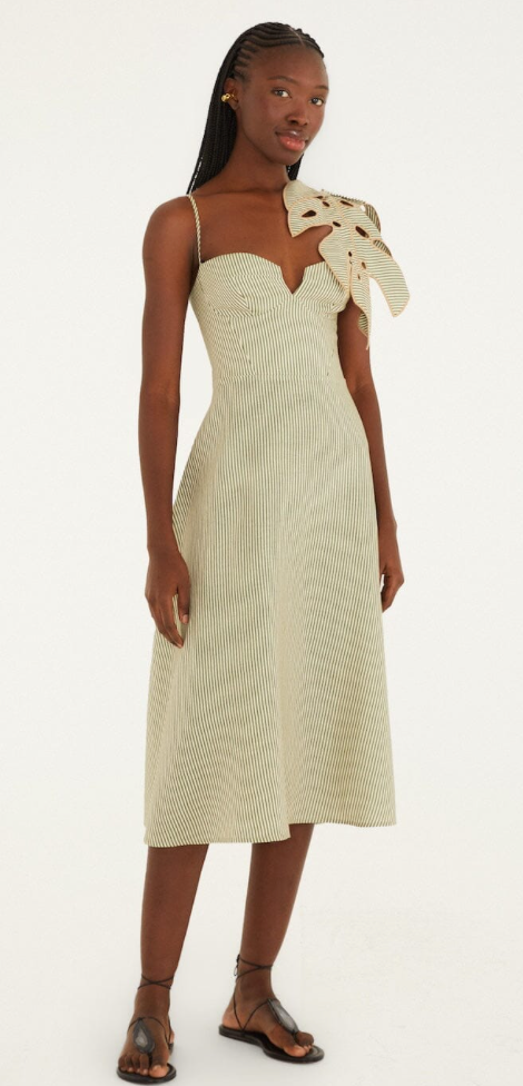 Striped Monstera Leaf Dress