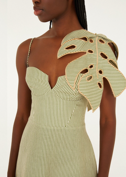 Striped Monstera Leaf Dress