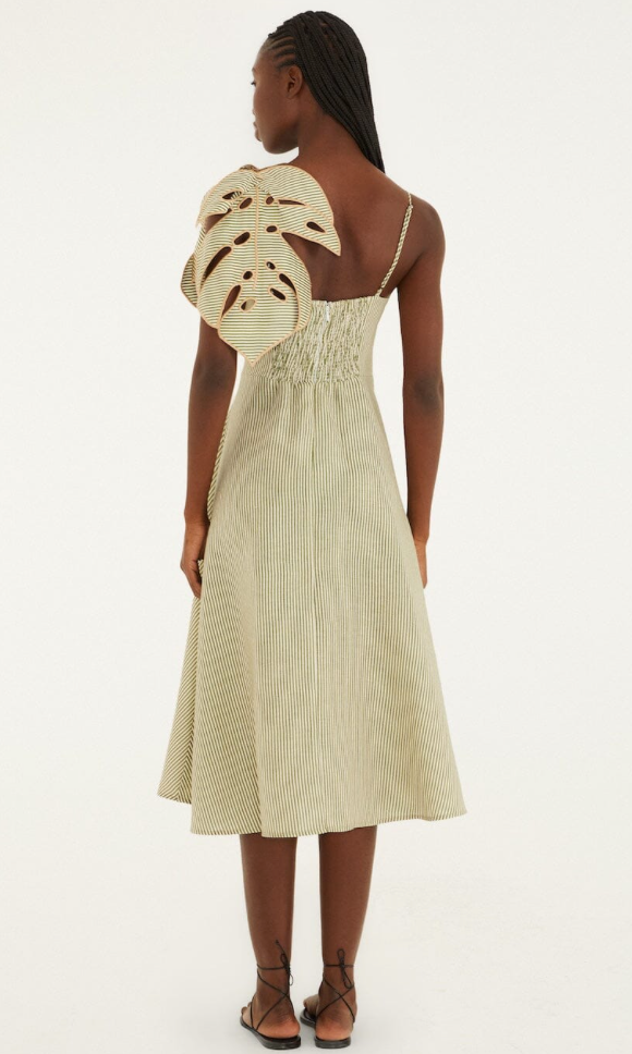 Striped Monstera Leaf Dress