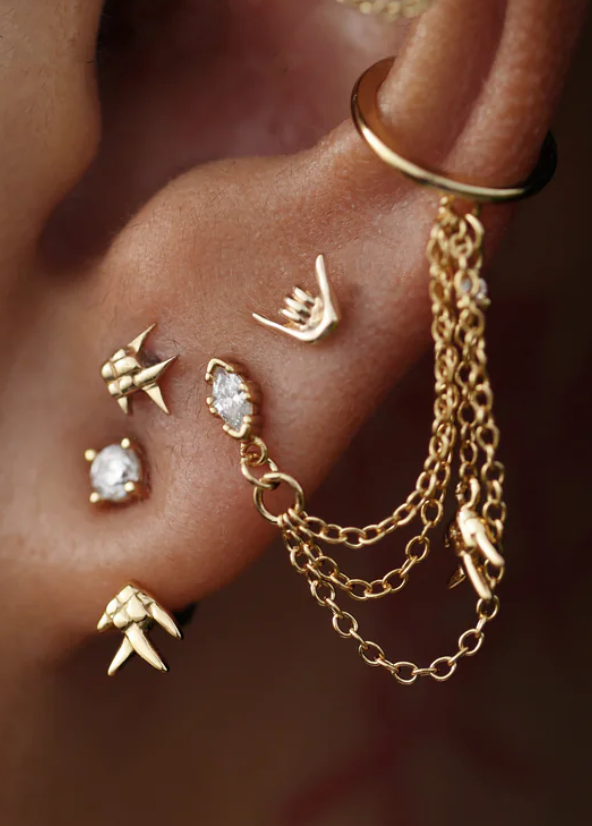 Fish Stud + Cuff Earring