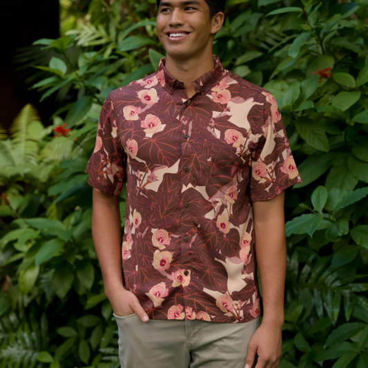 Flowering Hau Sunset Aloha Shirt