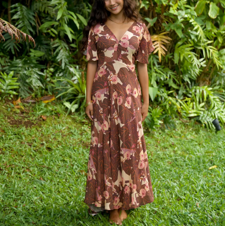 Flowering Hau Sunset Hourglass Dress