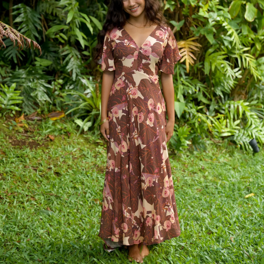 Flowering Hau Sunset Hourglass Dress