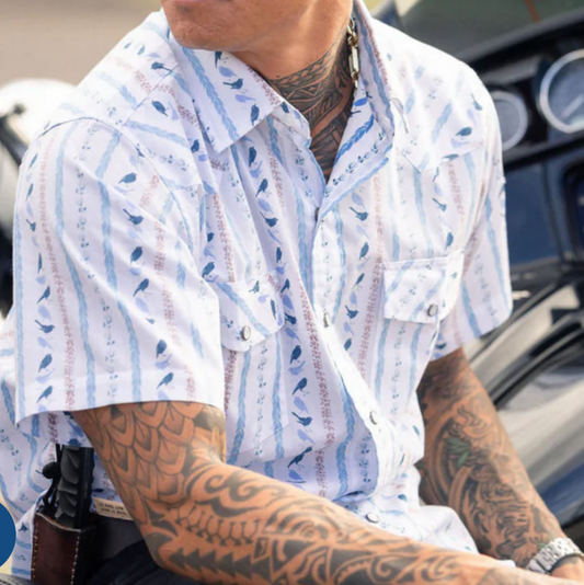 Birds and Lei Button Up