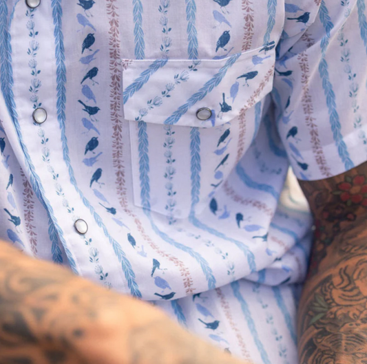 Birds and Lei Button Up