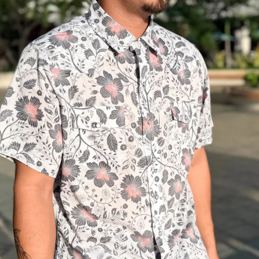 Folk Hibiscus Button Up Shirt