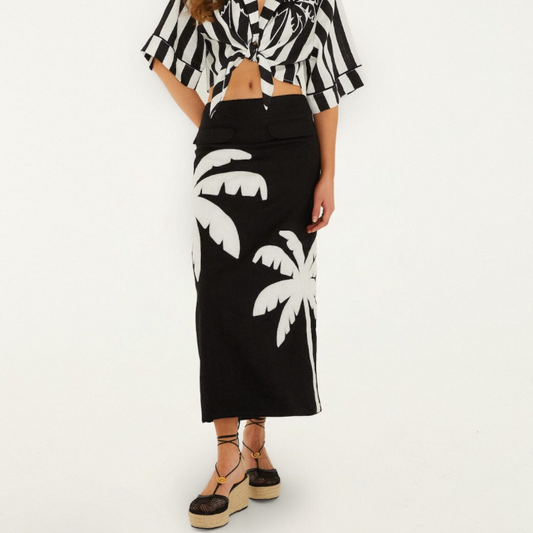 Embroidered Palm Tree Skirt