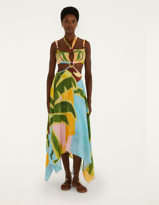 Tropical Painting Maxi Dress