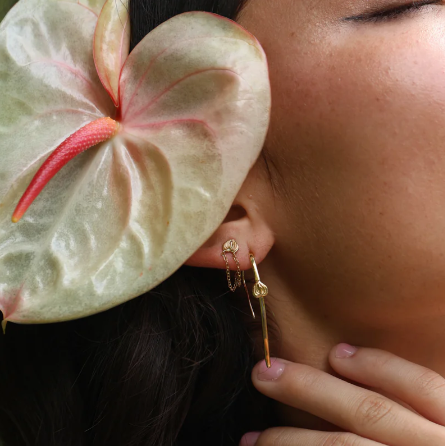 Anthurium Open Hoop Earrings