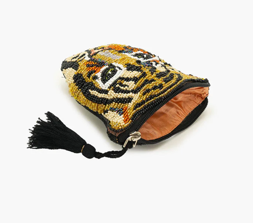 Tiger Beaded Coin Bag