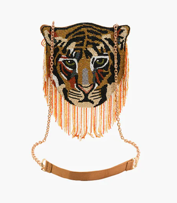Tiger Beaded Crossbody Bag