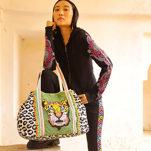 Leopard Embellished Tote