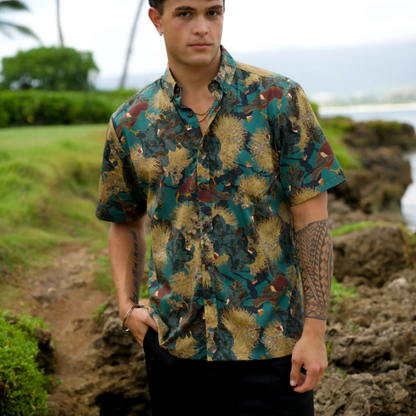 Kaniakapūpū Green Aloha Shirt
