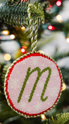 Needlepoint Monogram Ornaments