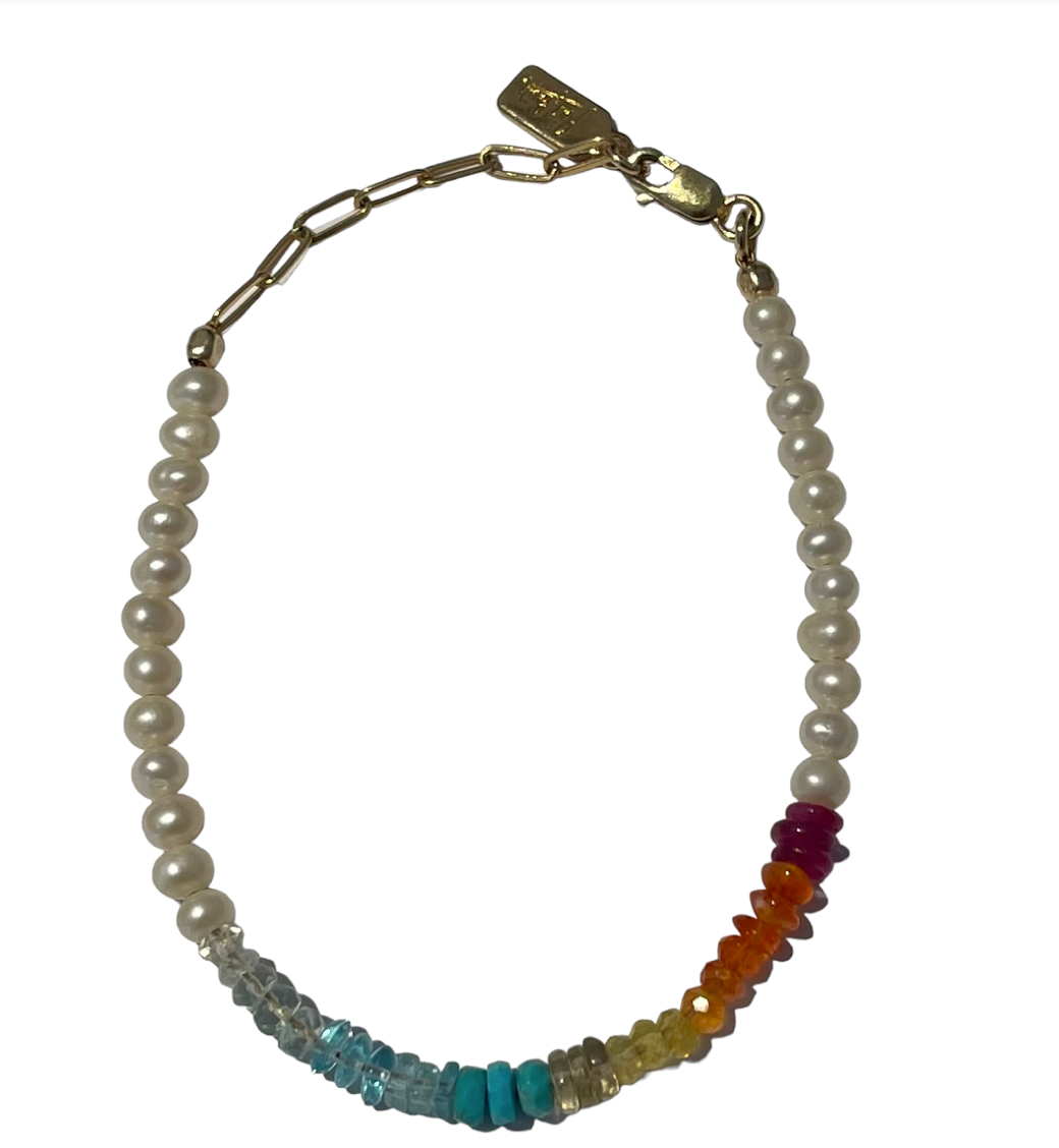 Rainbow Bracelet + Japanese Pearl