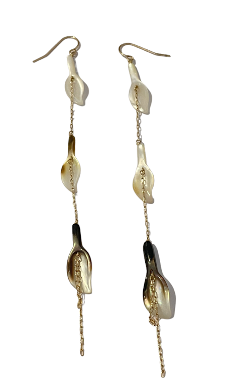 Mother of Pearl Calla Lily Triple Earrings